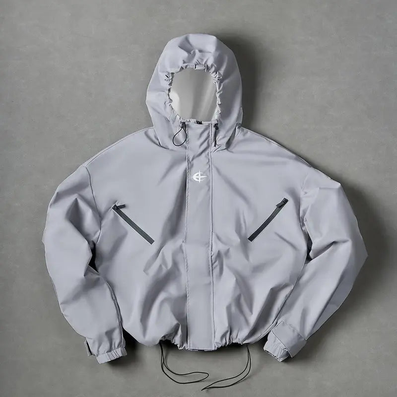 Men’s Outdoor Vintage Streetwear Jacket Zip Up Casual Windbreaker Lightweight Hooded