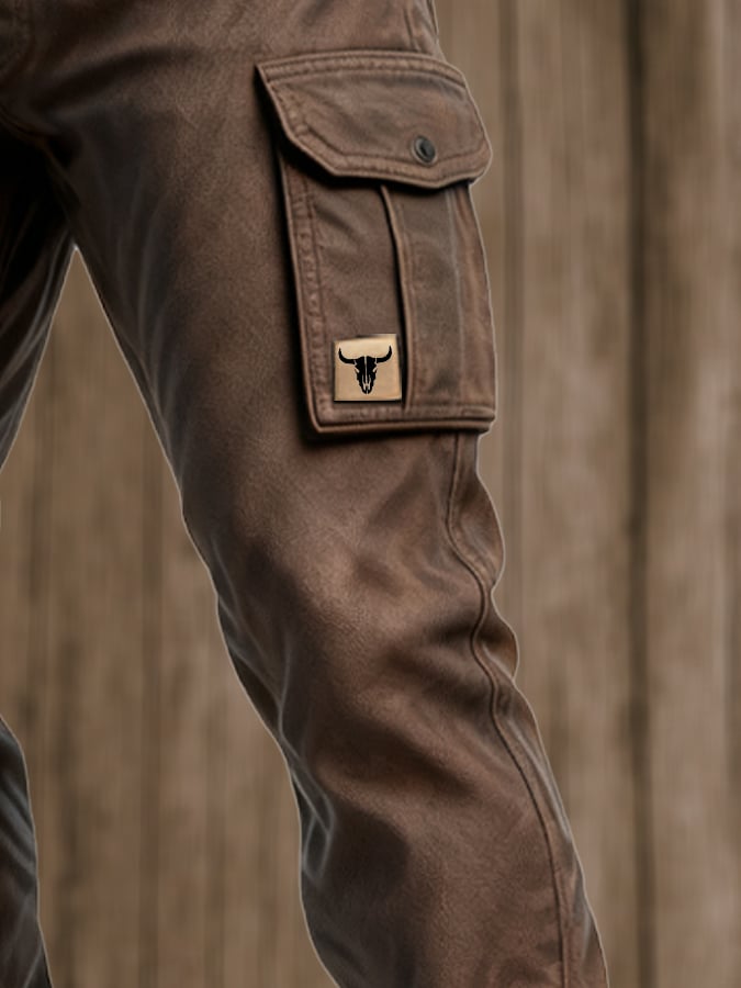 Vladan Men’s Multi-Pocket Trousers | Utility Brown Cargo Pants