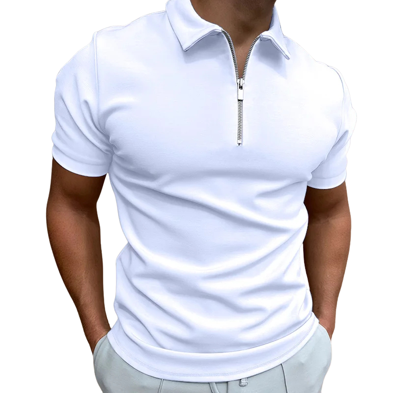 Dario Slim-Fit Knit Polo with Contemporary Mid-Zip Design