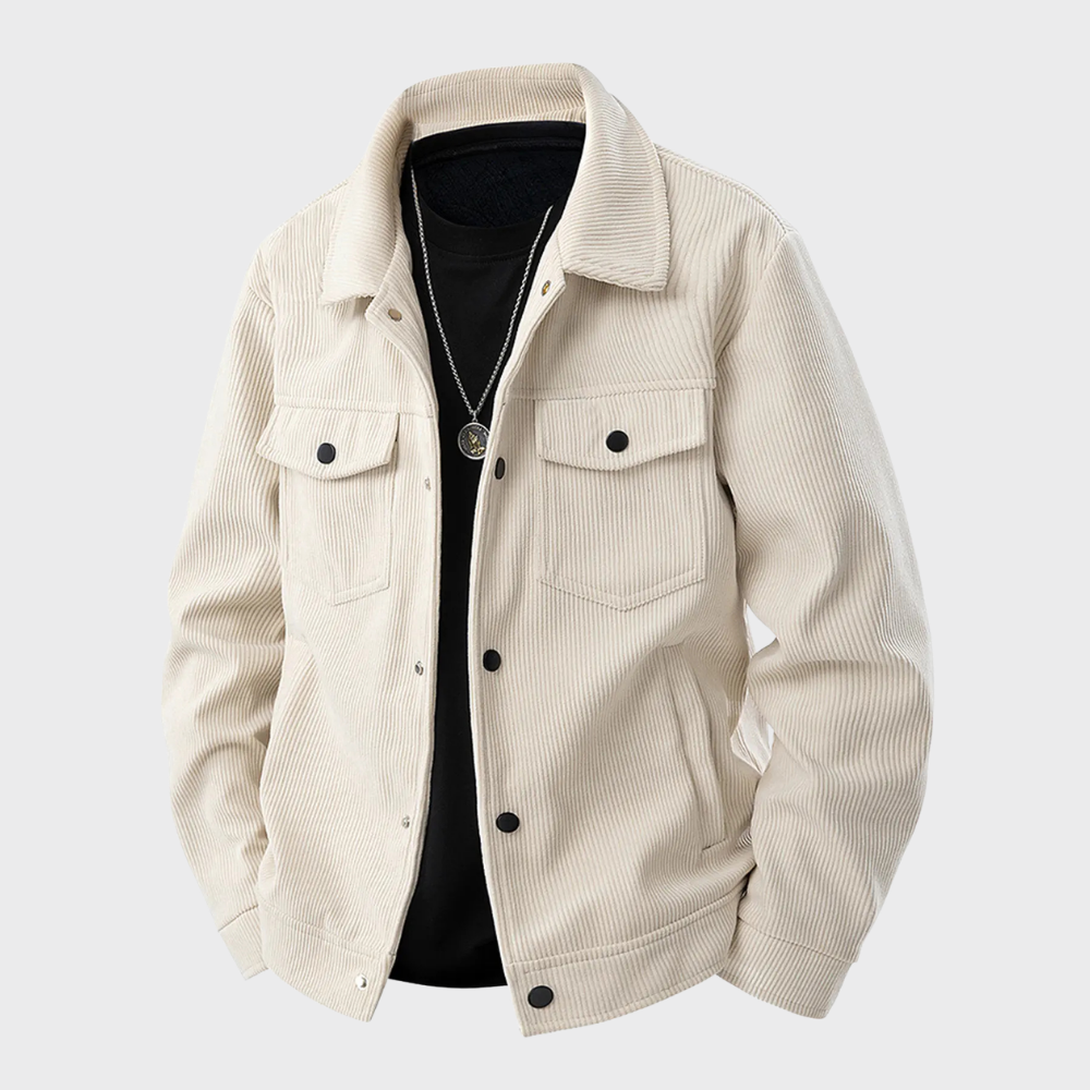Men’s Button-Up Jacket Casual Utility Jacket with Chest Pockets