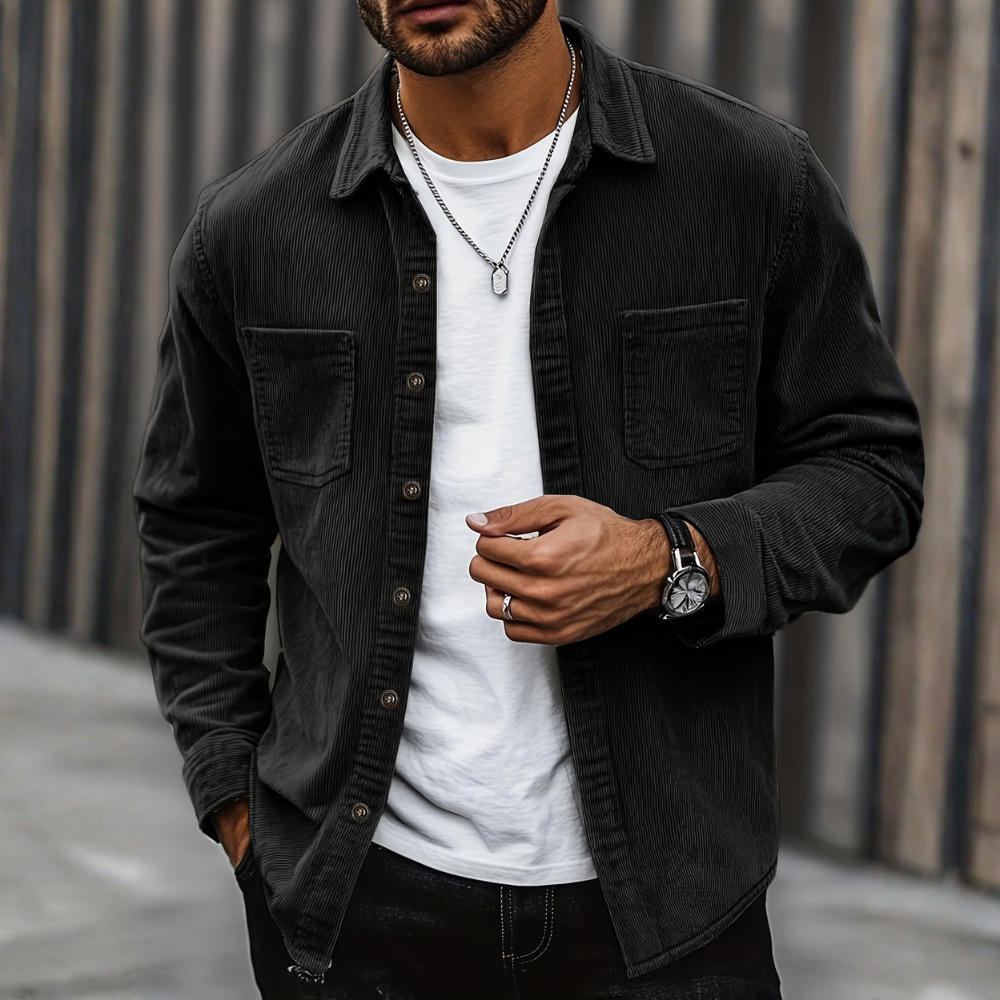 Men’s Corduroy Jacket Casual Button Up Overshirt Everyday Wear