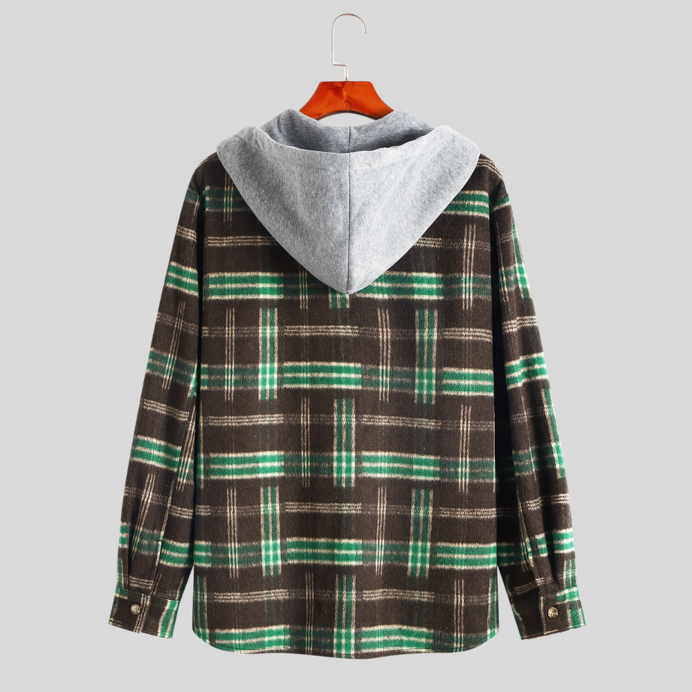 Men’s Hooded Shirt Jacket Casual Button Up Overshirt Outerwear