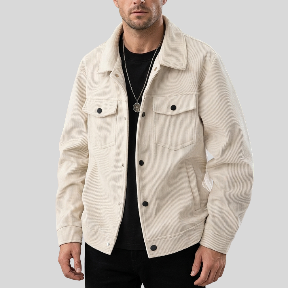 Men’s Button-Up Jacket Casual Utility Jacket with Chest Pockets