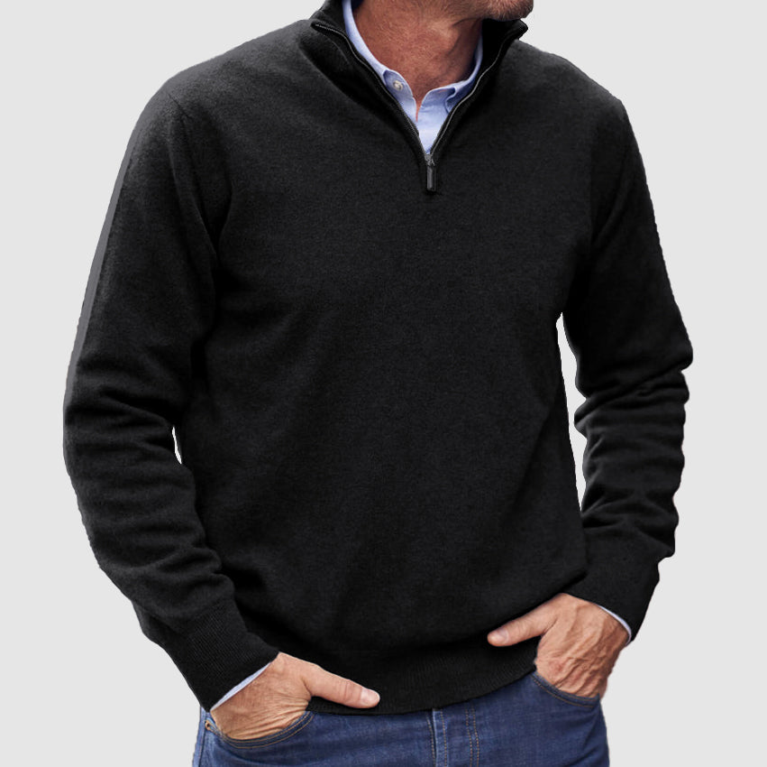 Men's Cashmere Zipper Basic Sweater - Solorfit