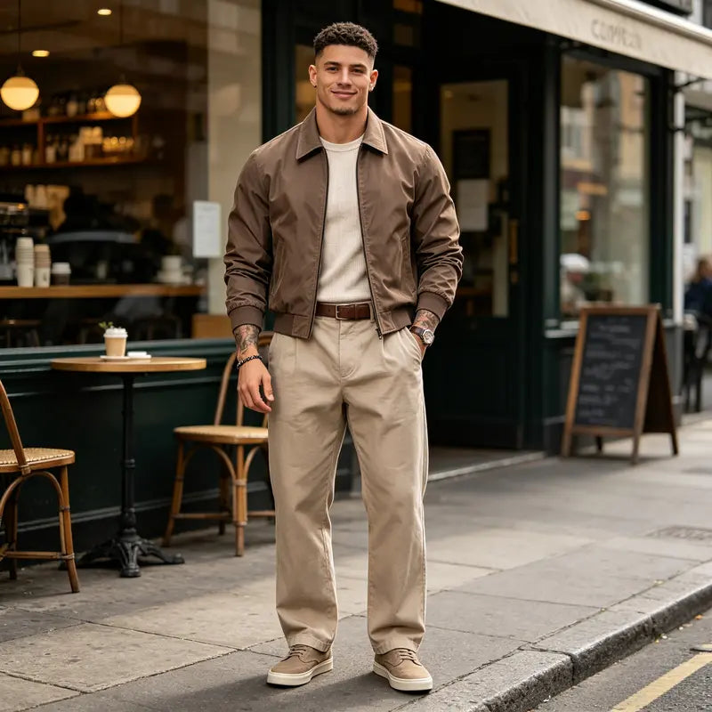 Men’s Bomber Jacket Zip Up Casual Stand Collar Everyday Outerwear