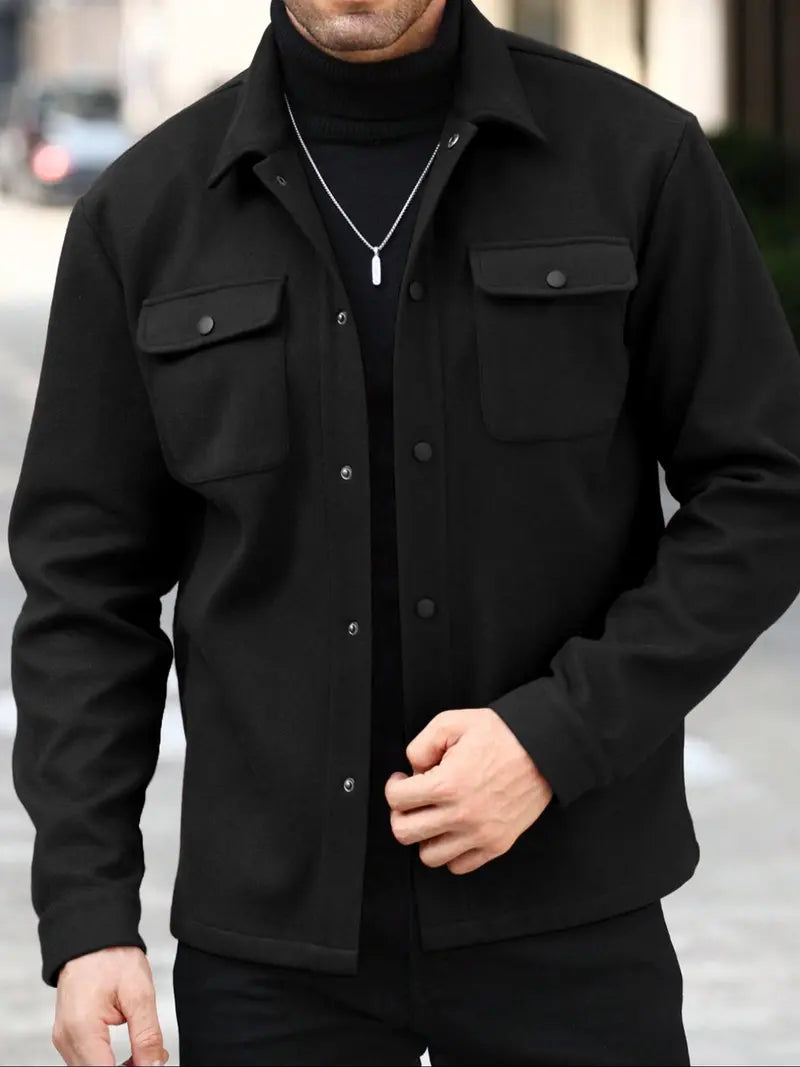 Men’s Casual Overshirt Button Up Jacket Pocket Streetwear Style