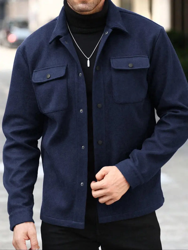 Men’s Casual Overshirt Button Up Jacket Pocket Streetwear Style