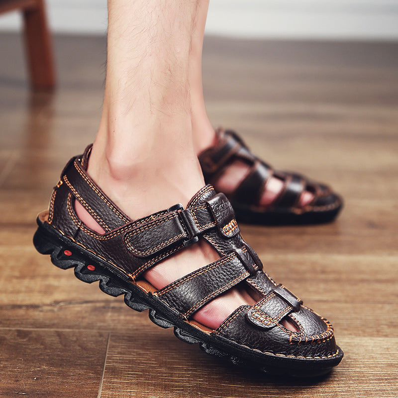 Solorfit Men Cut Out Leather Sandals - Solorfit
