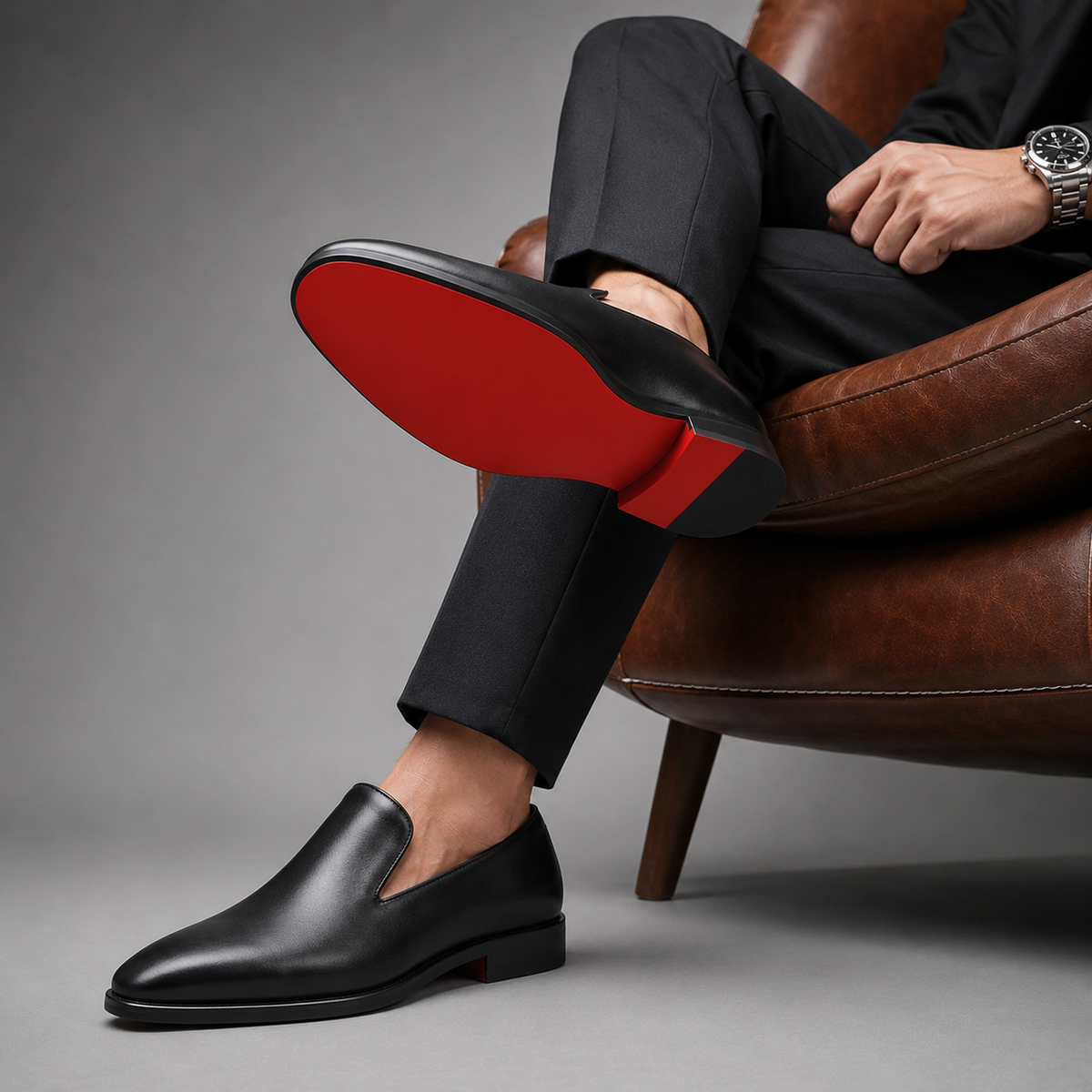 Men’s Slip On Dress Shoes Casual Loafers Formal Footwear Red Sole