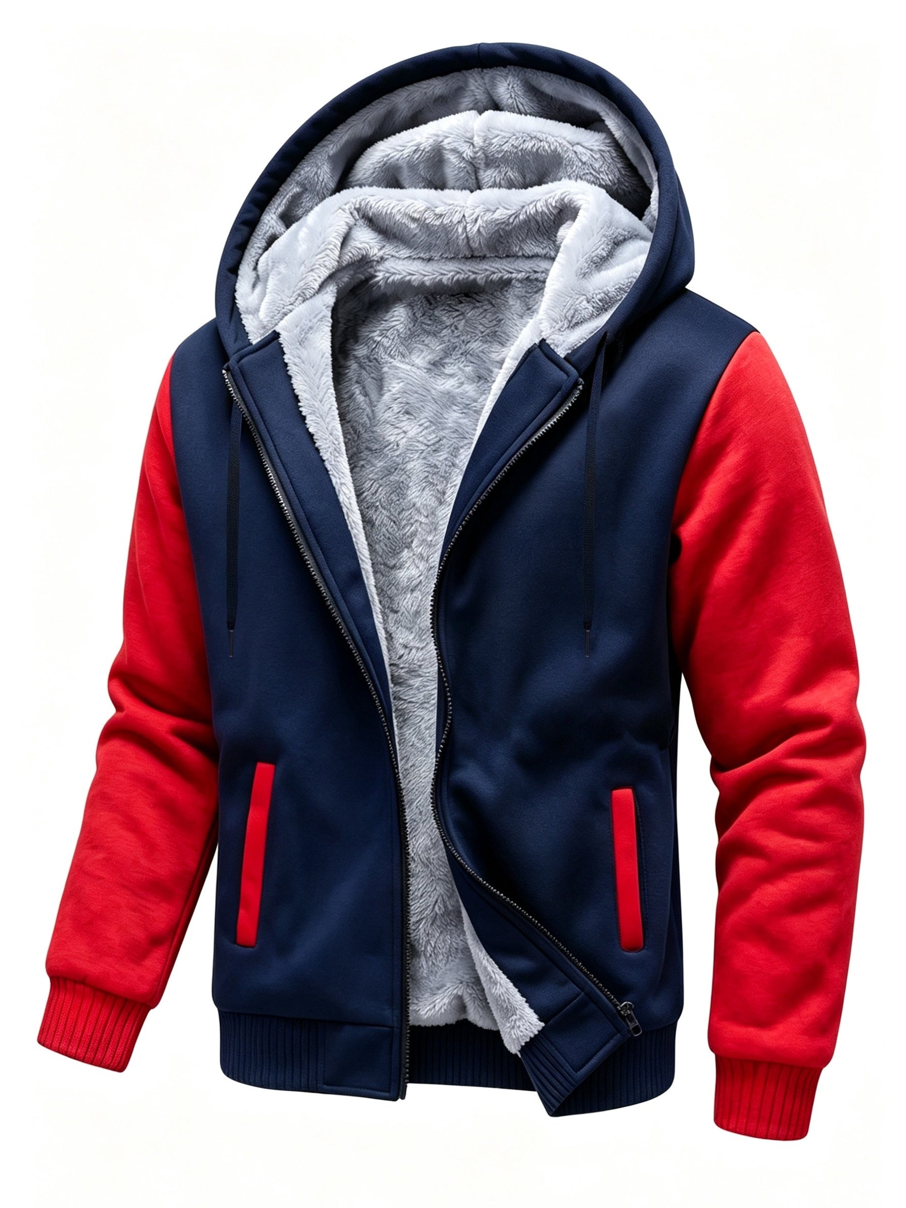 Men's Autumn Fleece Zip-Up Hoodie Cardigan with Warm Lined Design