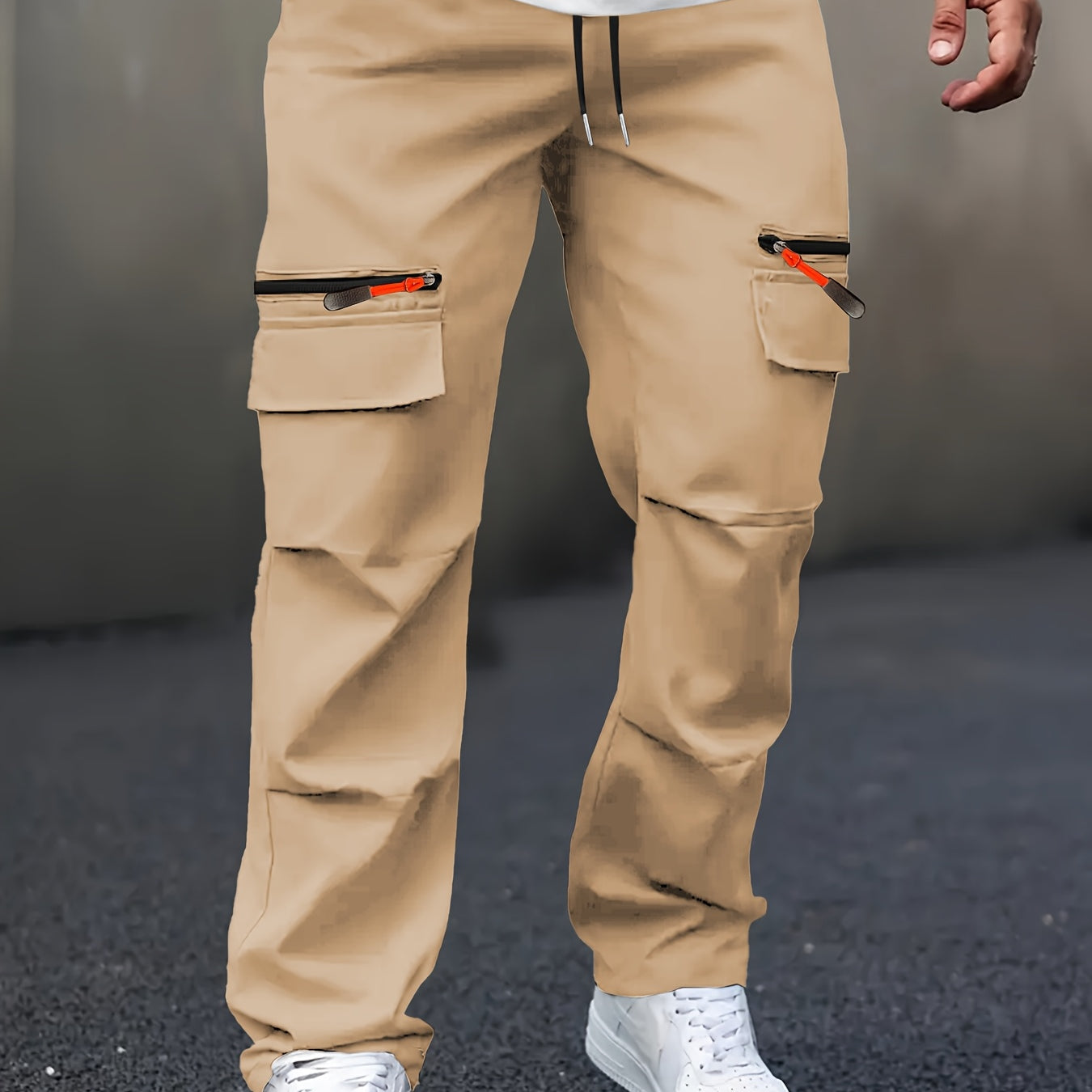 Men's Casual Cargo Trousers with Multi Pockets and Straight Leg Fit