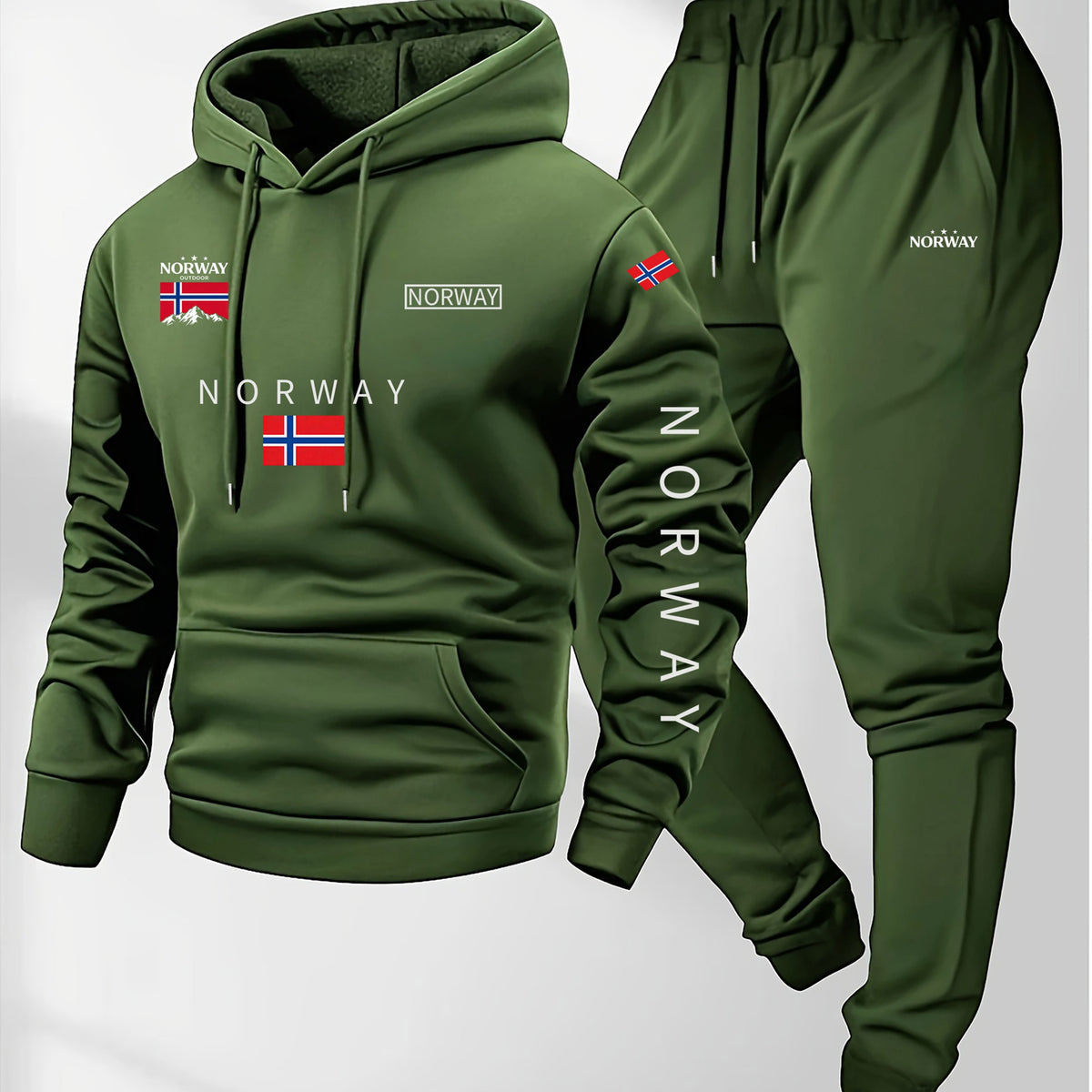 Men’s Hoodie Norway Tracksuit Set Casual Sweatshirt Jogger Pants Outfit
