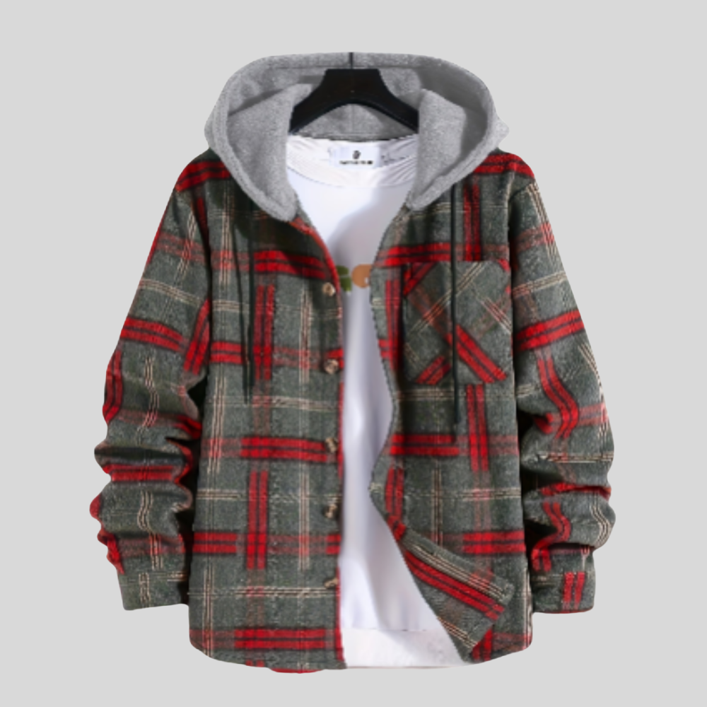 Men’s Hooded Shirt Jacket Casual Button Up Overshirt Outerwear