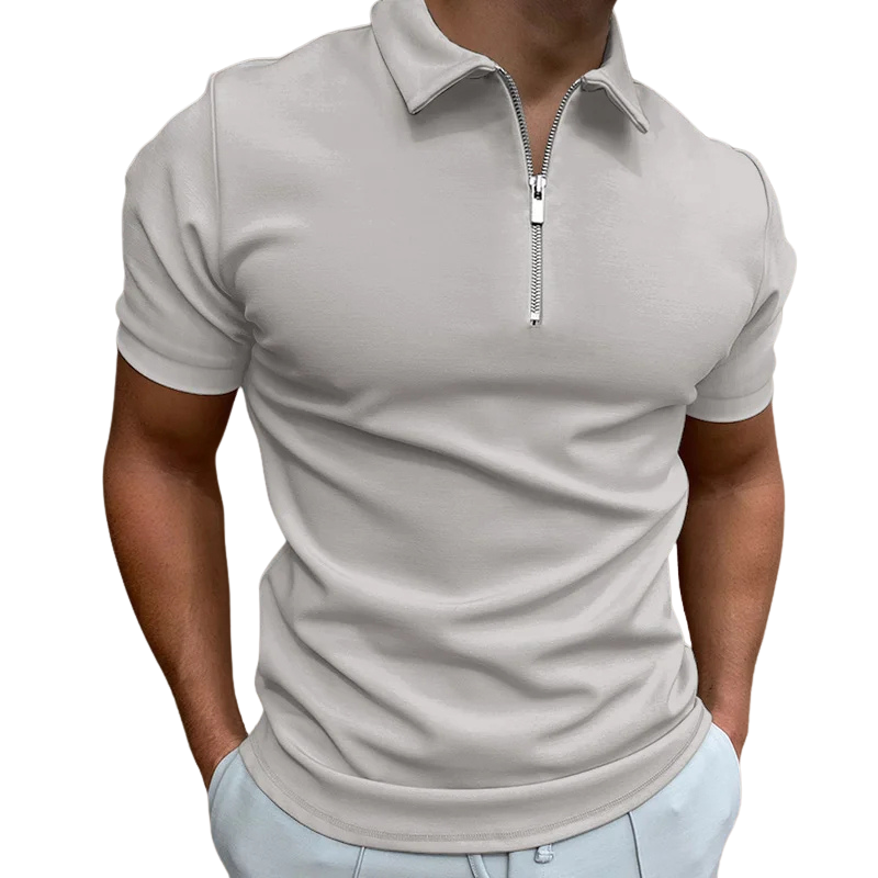 Dario Slim-Fit Knit Polo with Contemporary Mid-Zip Design
