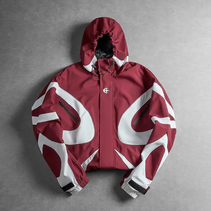 Men’s Outdoor Vintage Streetwear Jacket Zip Up Casual Windbreaker Lightweight Hooded