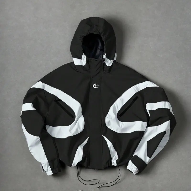 Men's Autumn Hooded Windbreaker Jacket with Zip-Up Front