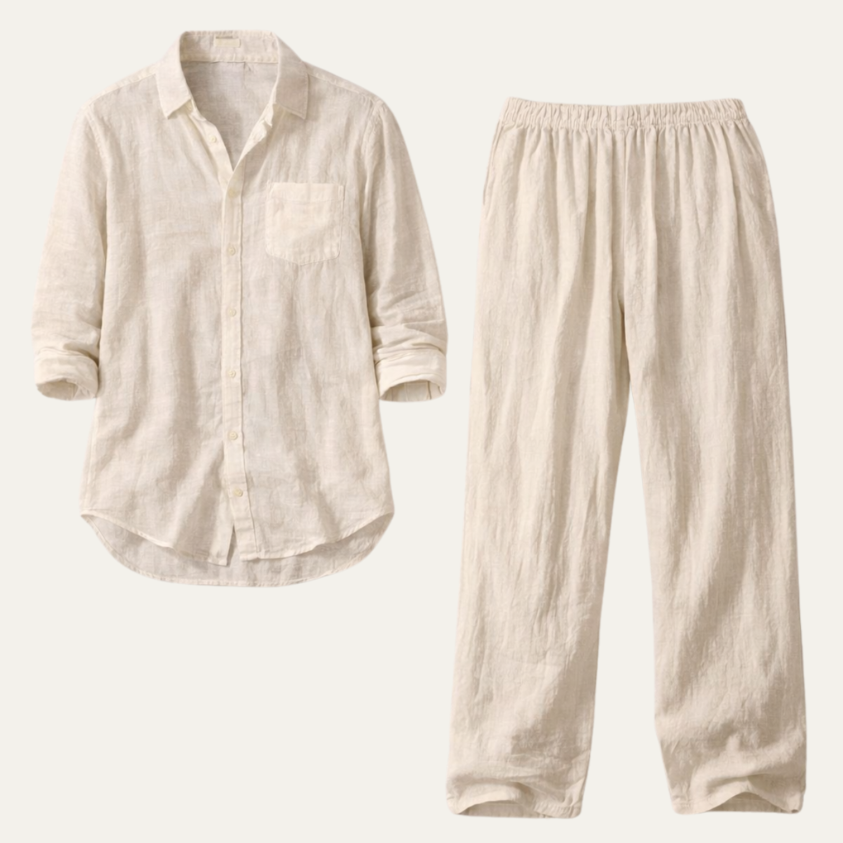Men’s Casual Shirt and Drawstring Pants Set Long Sleeve Two Piece Outfit