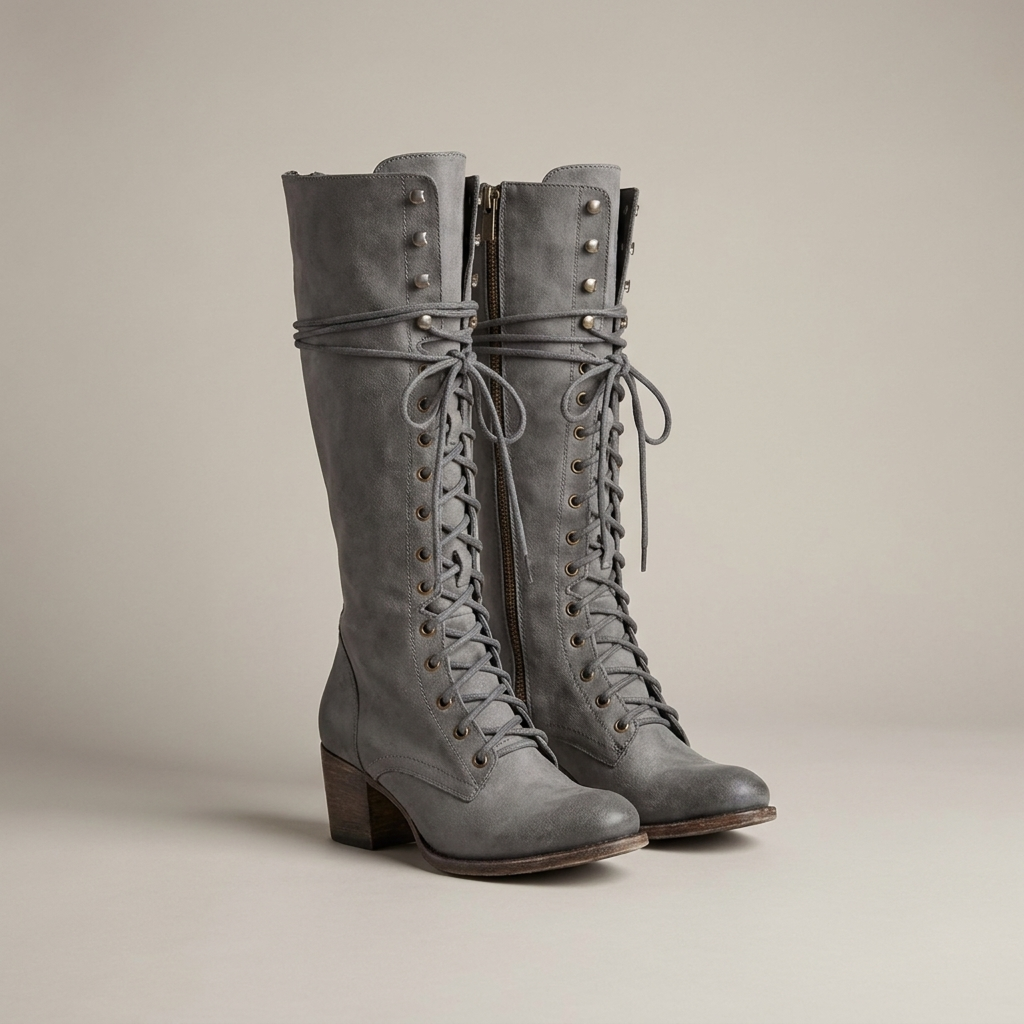 Women’s Knee High Boots Lace Up Long Boots Casual Footwear