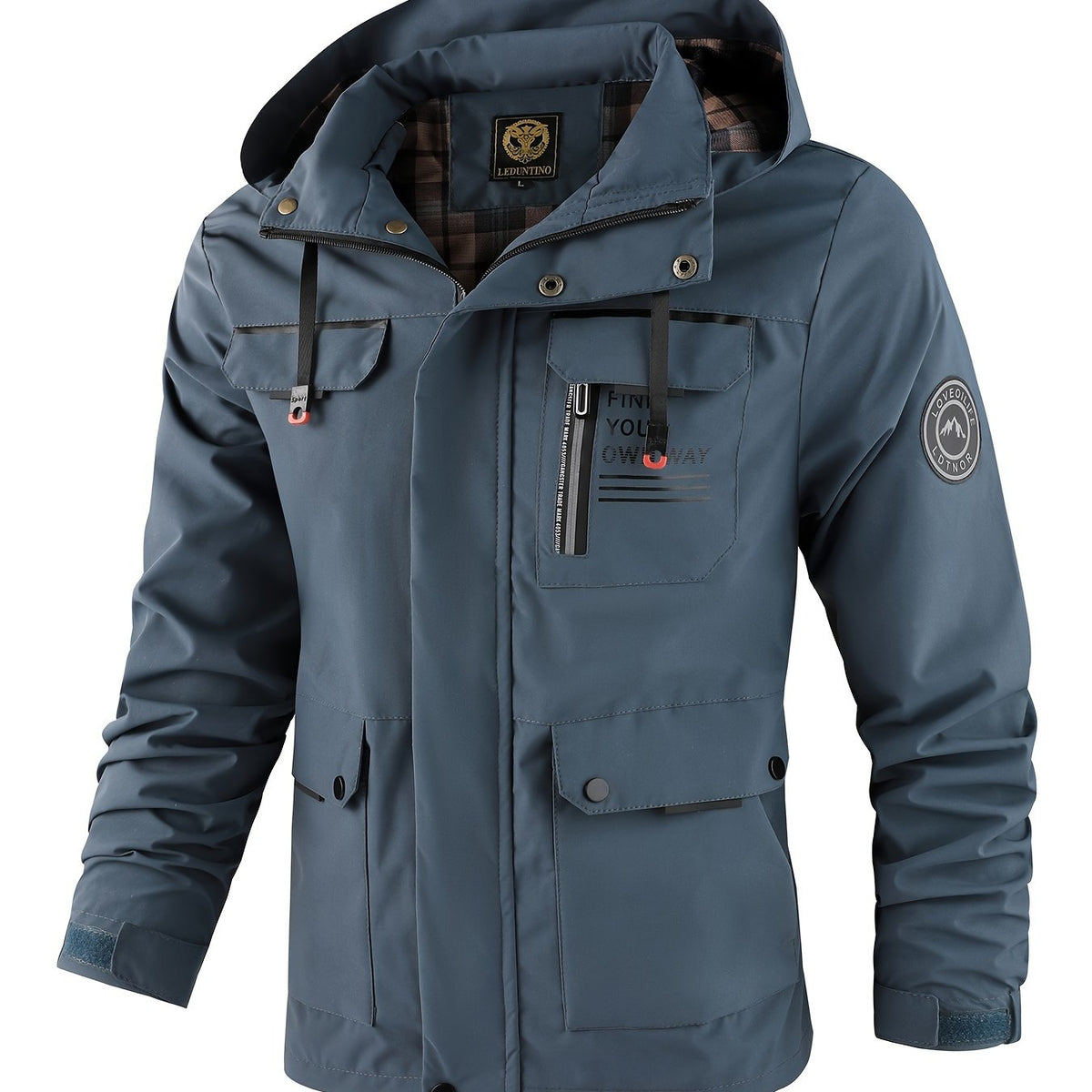 Men’s Hooded Jacket Casual Zip Up Outdoor Outerwear