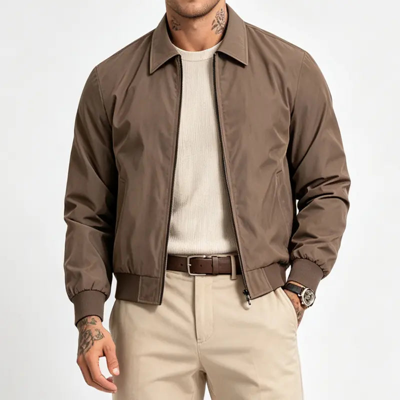 Men’s Bomber Jacket Zip Up Casual Stand Collar Everyday Outerwear