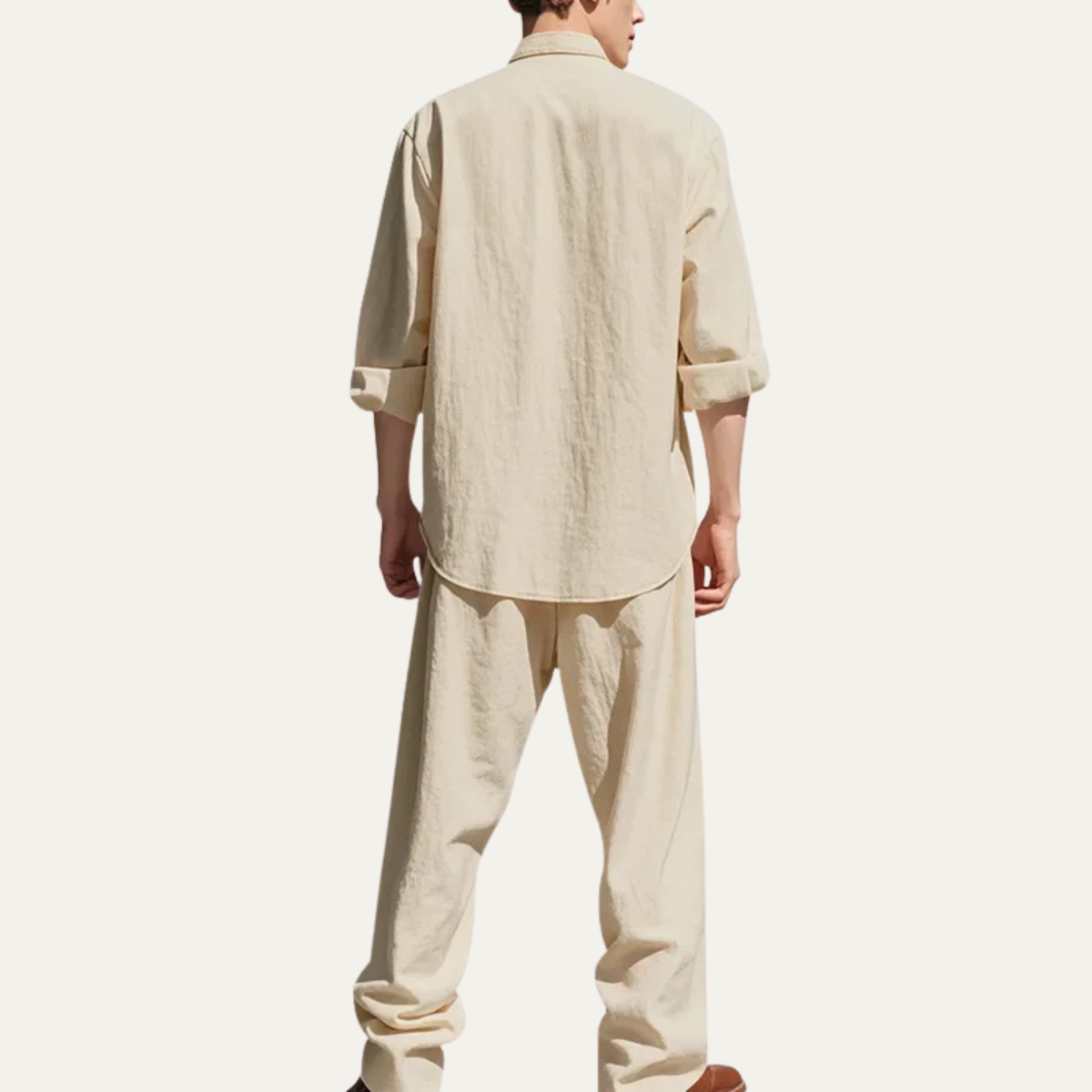 Men’s Casual Shirt and Drawstring Pants Set Long Sleeve Two Piece Outfit