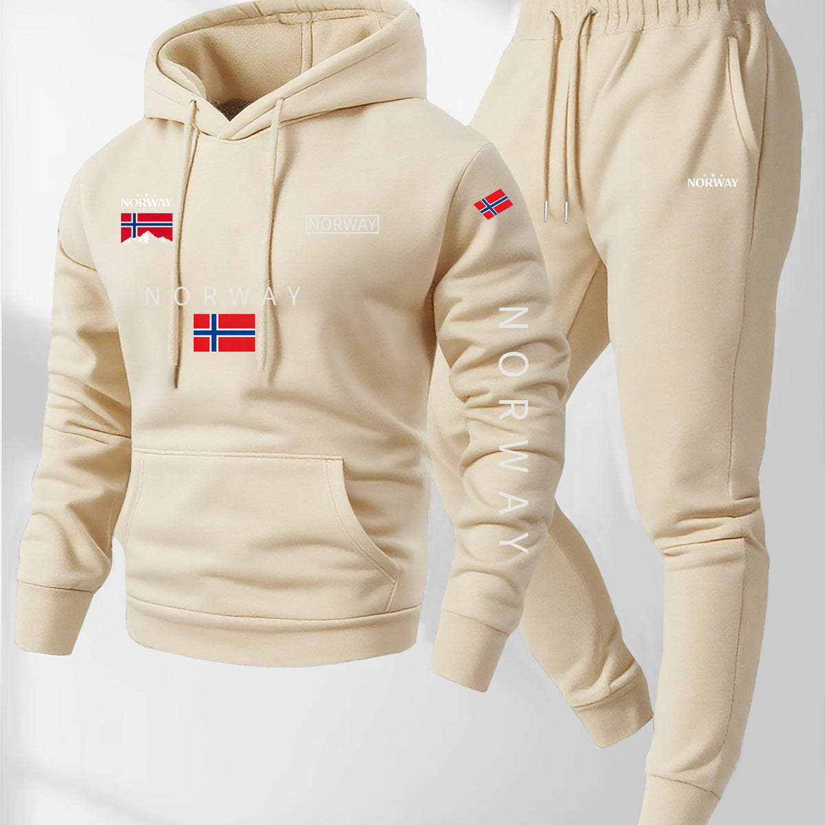 Men’s Hoodie Norway Tracksuit Set Casual Sweatshirt Jogger Pants Outfit