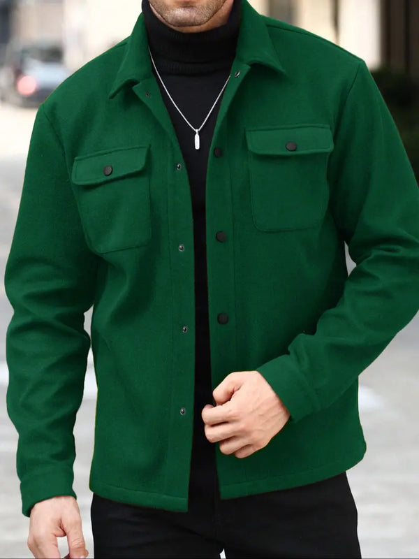 Men’s Casual Overshirt Button Up Jacket Pocket Streetwear Style