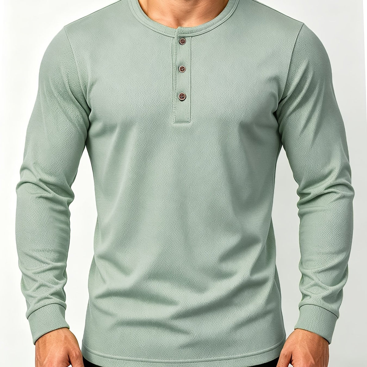 Men’s Henley Shirt Long Sleeve Casual Button Neck Everyday Wear