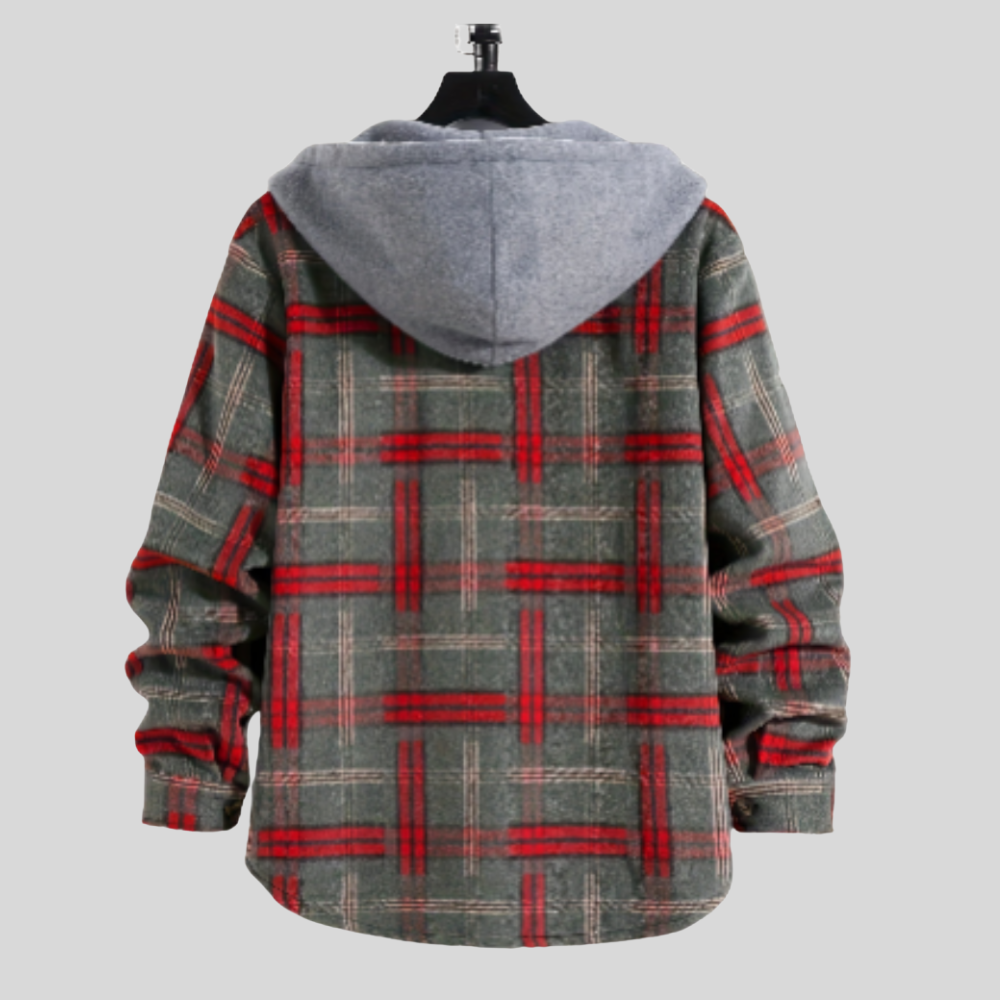 Men’s Hooded Shirt Jacket Casual Button Up Overshirt Outerwear