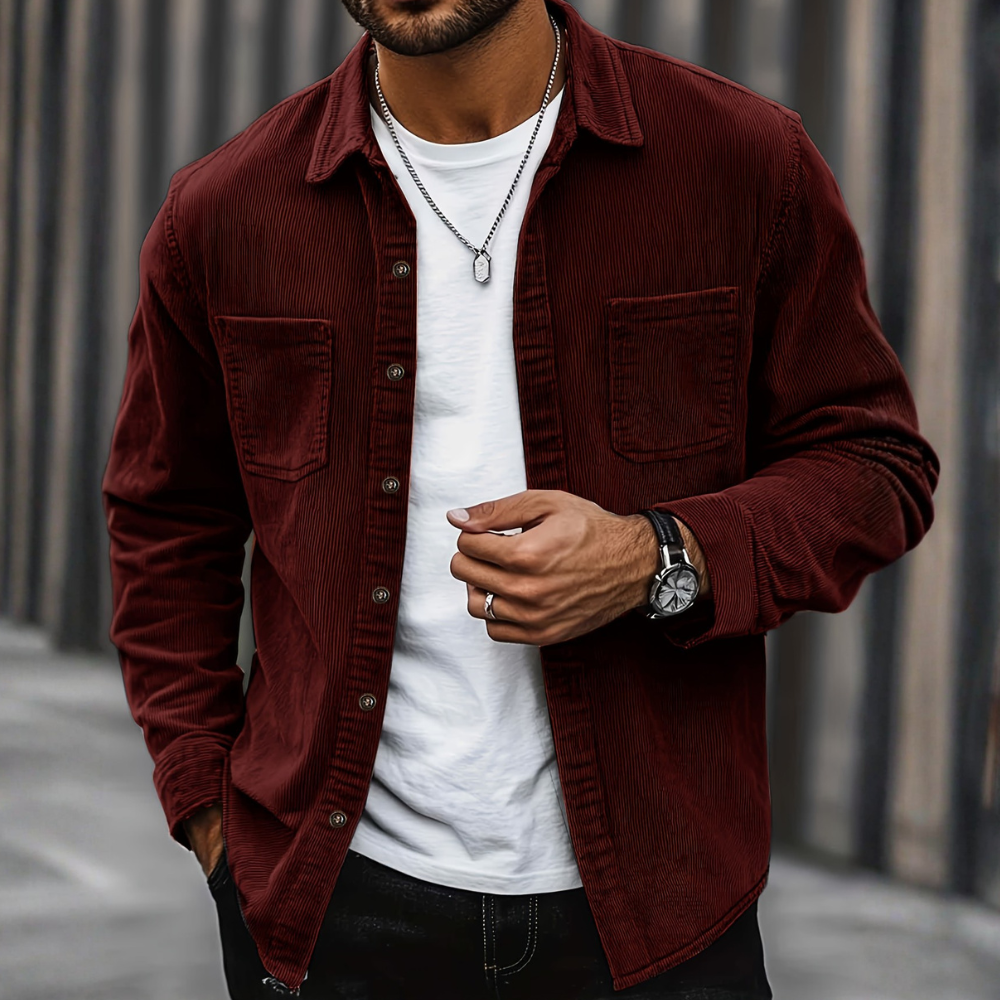 Men’s Corduroy Jacket Casual Button Up Overshirt Everyday Wear