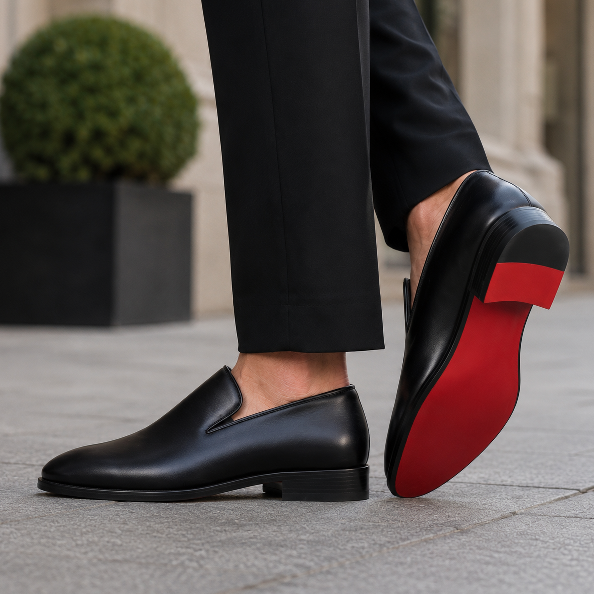 Men’s Slip On Dress Shoes Casual Loafers Formal Footwear Red Sole