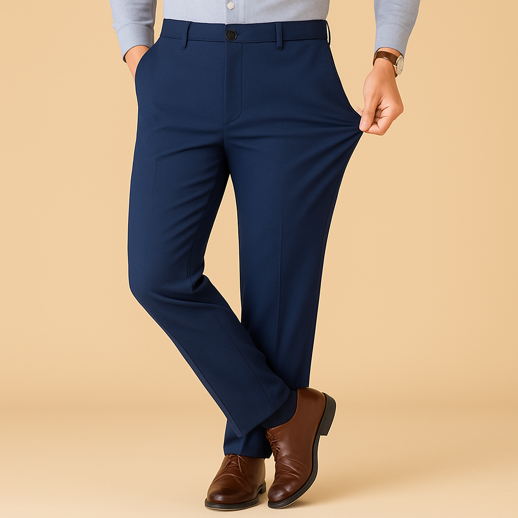 Stretchy Fit Pleated Suit Men Chino Pants