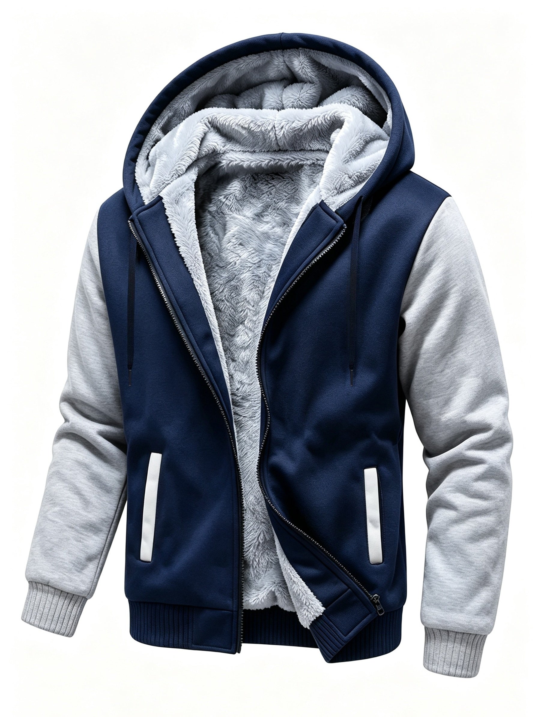Men's Autumn Fleece Zip-Up Hoodie Cardigan with Warm Lined Design