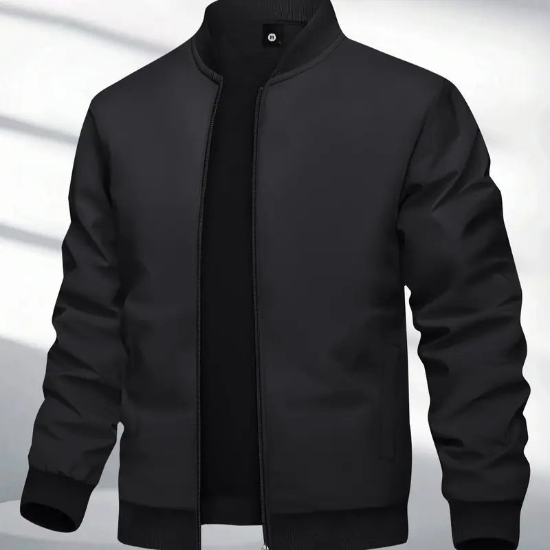 Men’s Zip Up Bomber Jacket Stand Collar Casual Everyday Jacket