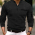 Men's Casual Cotton Long Sleeve Polo Shirt Pocket Zipper - Solorfit