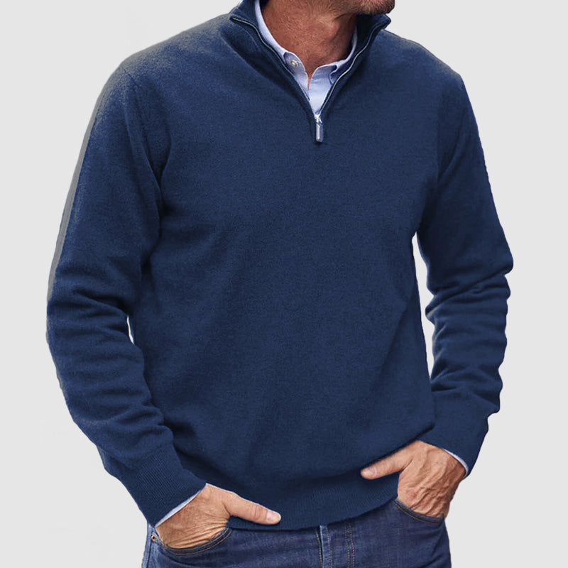 Men's Cashmere Zipper Basic Sweater - Solorfit