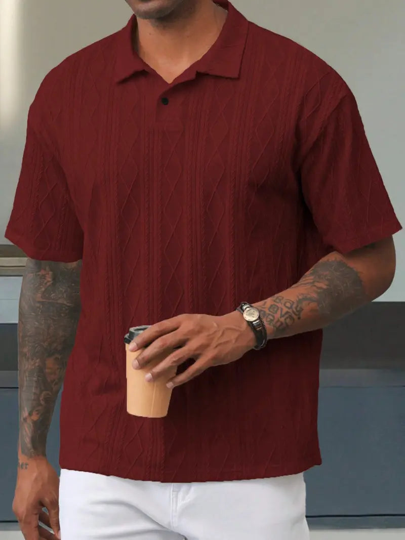 Men’s Polo Shirt Short Sleeve Casual Button Up Everyday Top