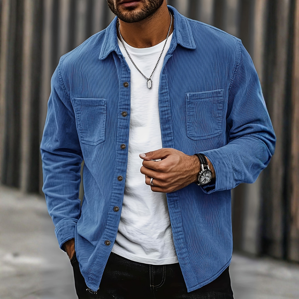 Men’s Corduroy Jacket Casual Button Up Overshirt Everyday Wear