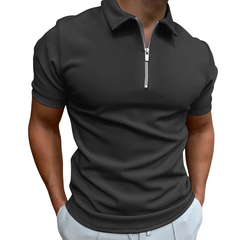 Dario Slim-Fit Knit Polo with Contemporary Mid-Zip Design