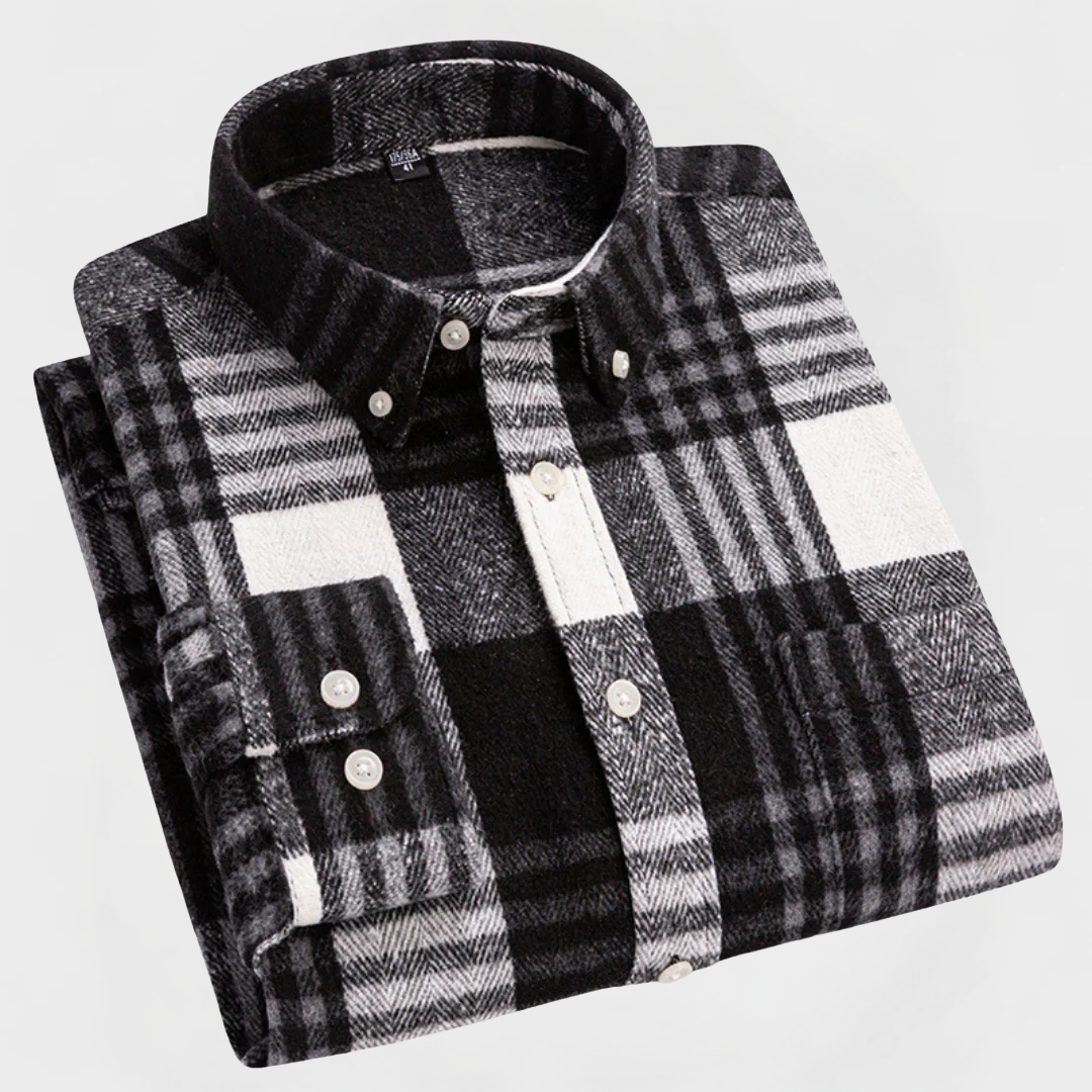 The Modern Gentleman’s Flannel Pattern Button Blouse