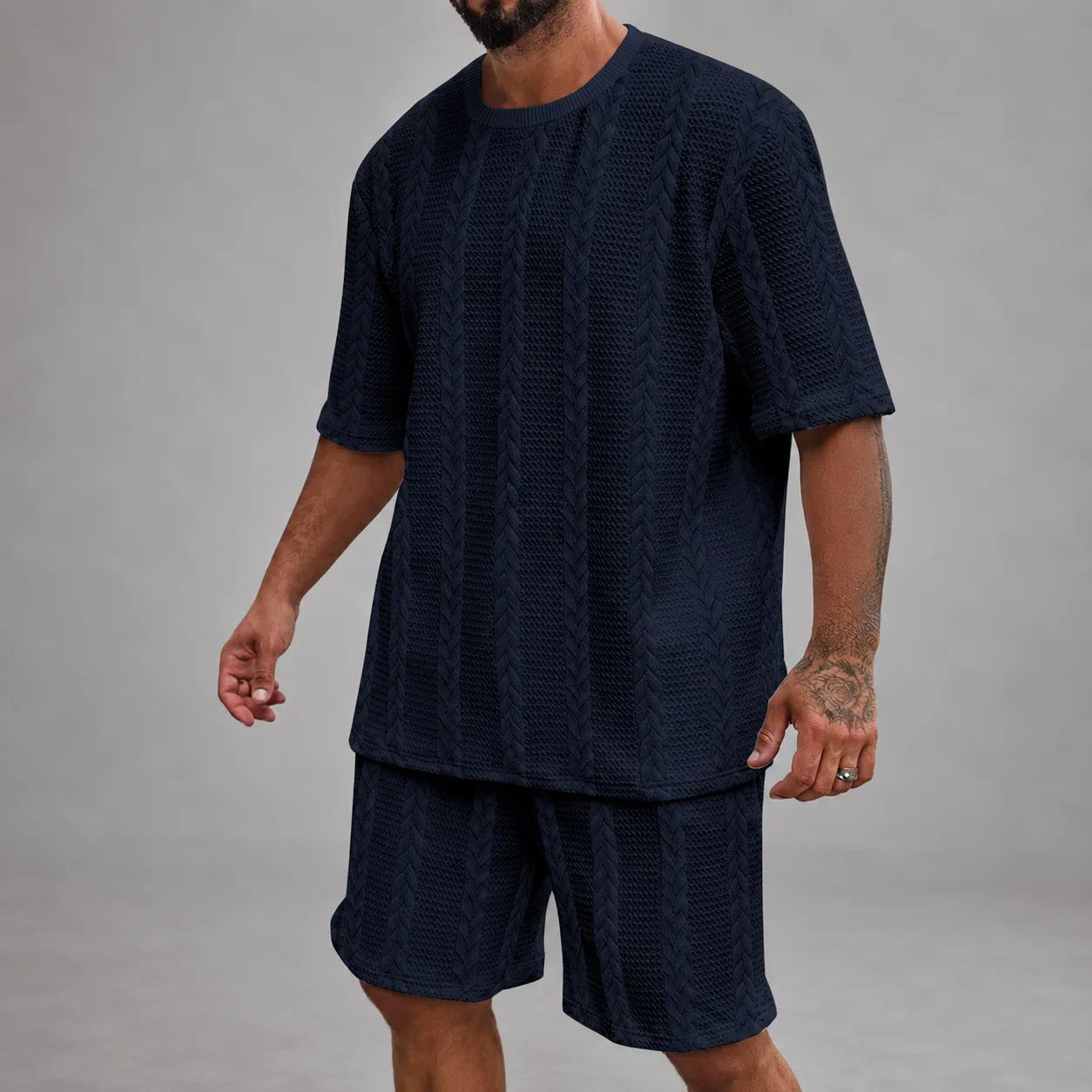 Men’s Short Sleeve Shirt and Shorts Set Casual Relaxed Fit Lounge Outfit