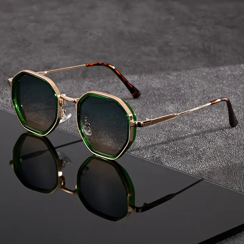 Solorfit | Unisex Polygonal Fashion Glasses – Black Frame with Teal-Tinted Lenses, Lightweight and Durable Eyewear - Solorfit