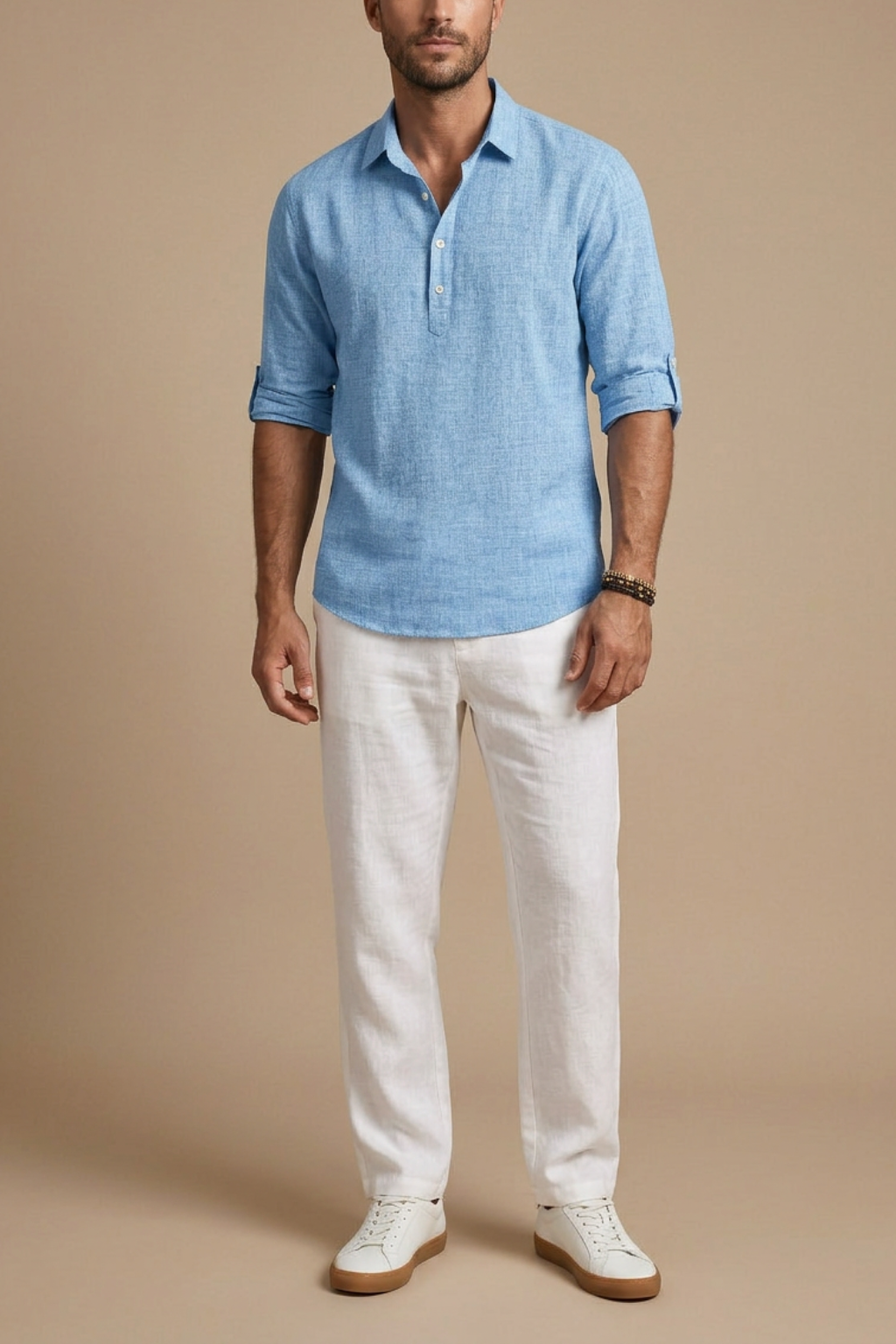 Men’s Linen Polo Shirt – Classic Fit – Spring, Summer