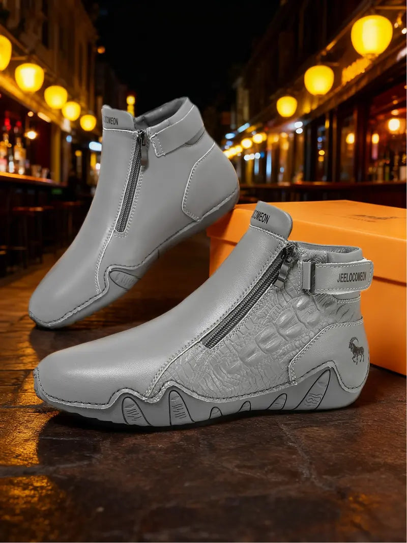 Men’s Ankle Boots Casual Zip Up Outdoor Streetwear Shoes