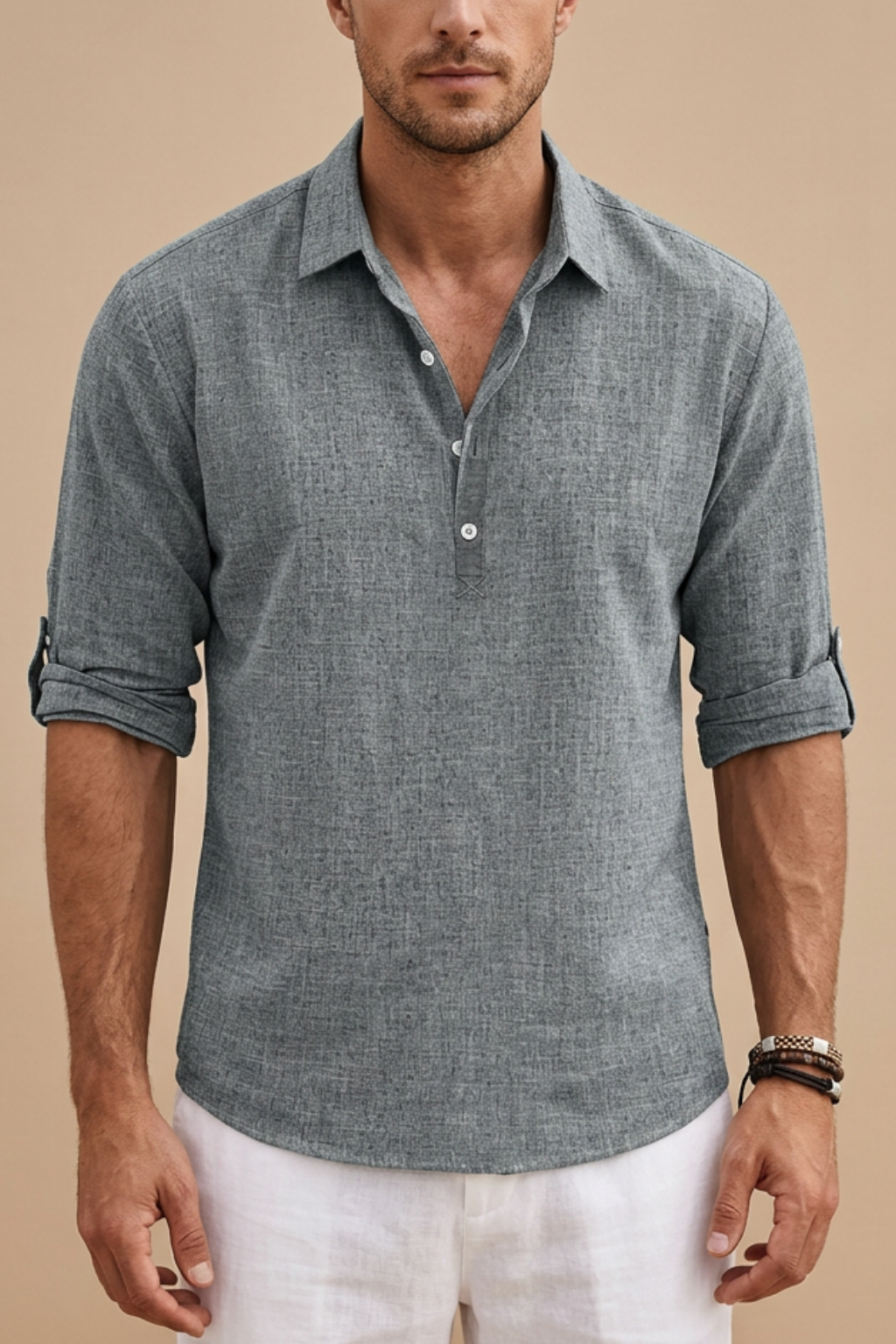 Men’s Linen Polo Shirt – Classic Fit – Spring, Summer