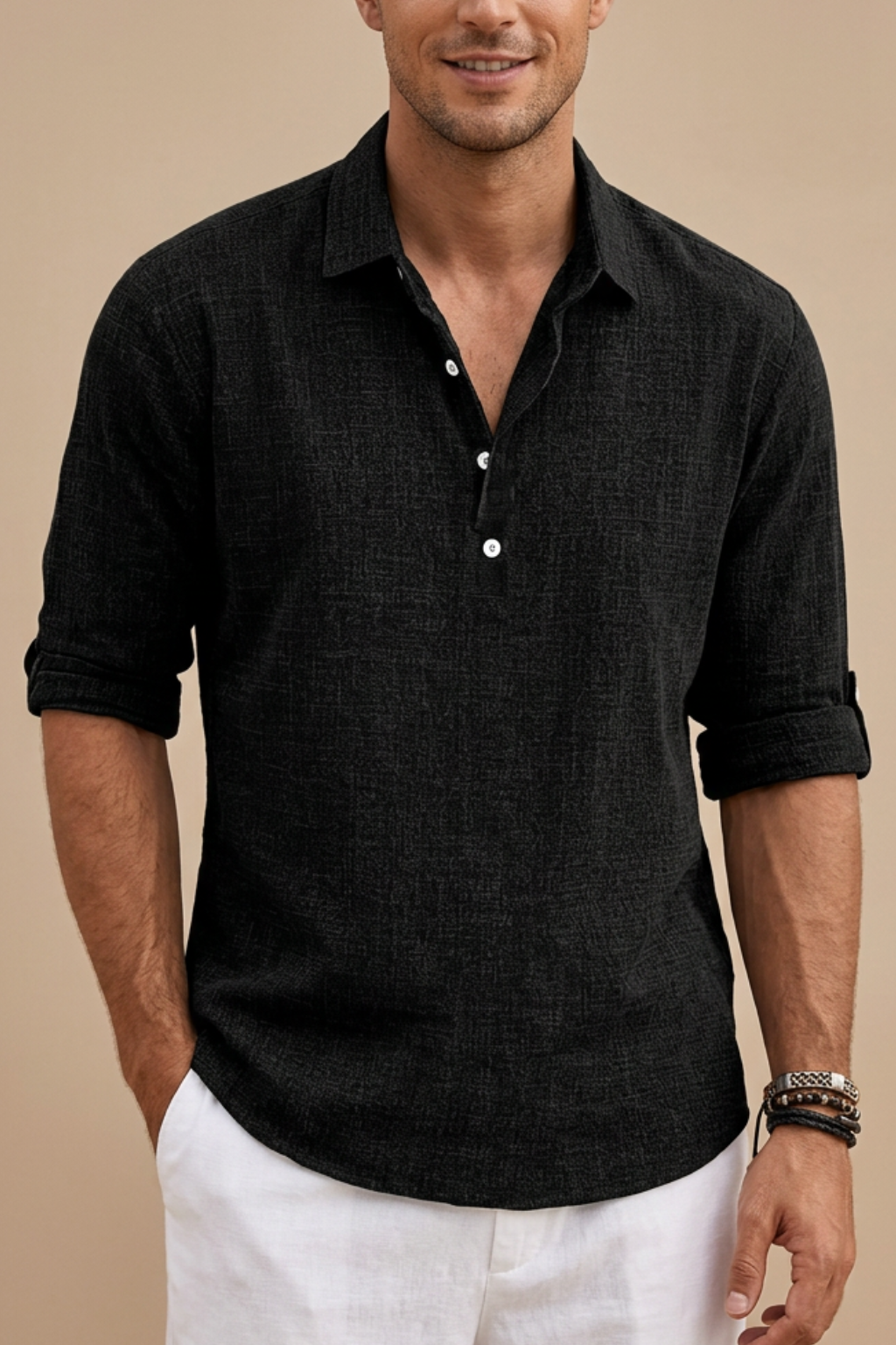 Men’s Linen Polo Shirt – Classic Fit – Spring, Summer