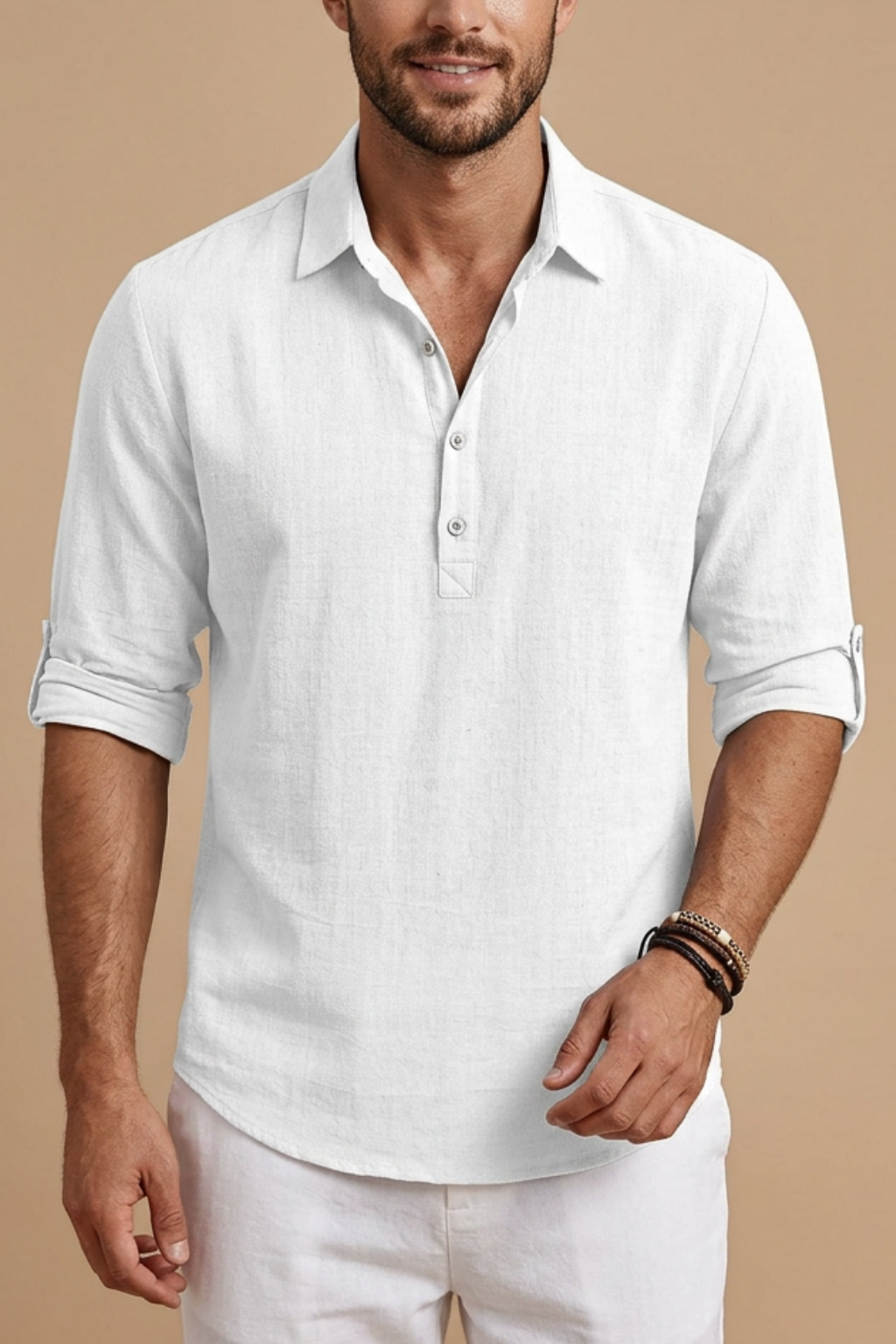 Men’s Linen Polo Shirt – Classic Fit – Spring, Summer