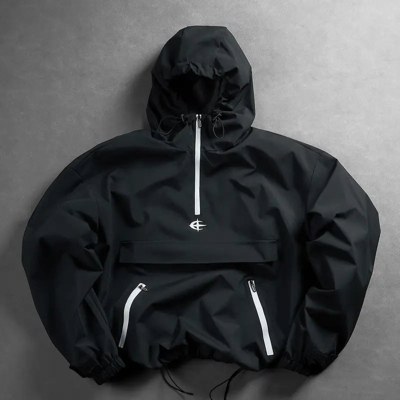 Men’s Outdoor Vintage Streetwear Jacket Zip Up Casual Windbreaker Lightweight Hooded