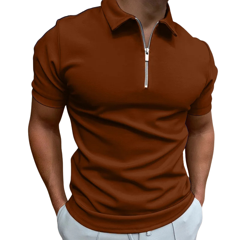 Dario Slim-Fit Knit Polo with Contemporary Mid-Zip Design