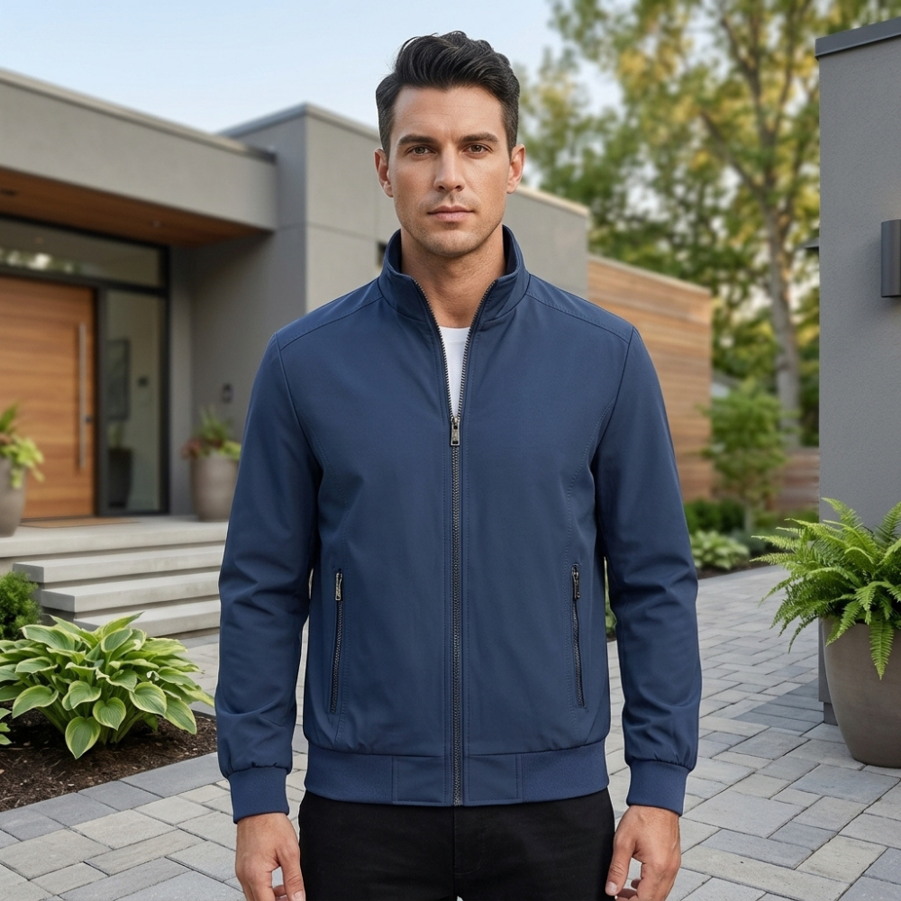 Men’s Zip Up Jacket Stand Collar Casual Everyday Jacket